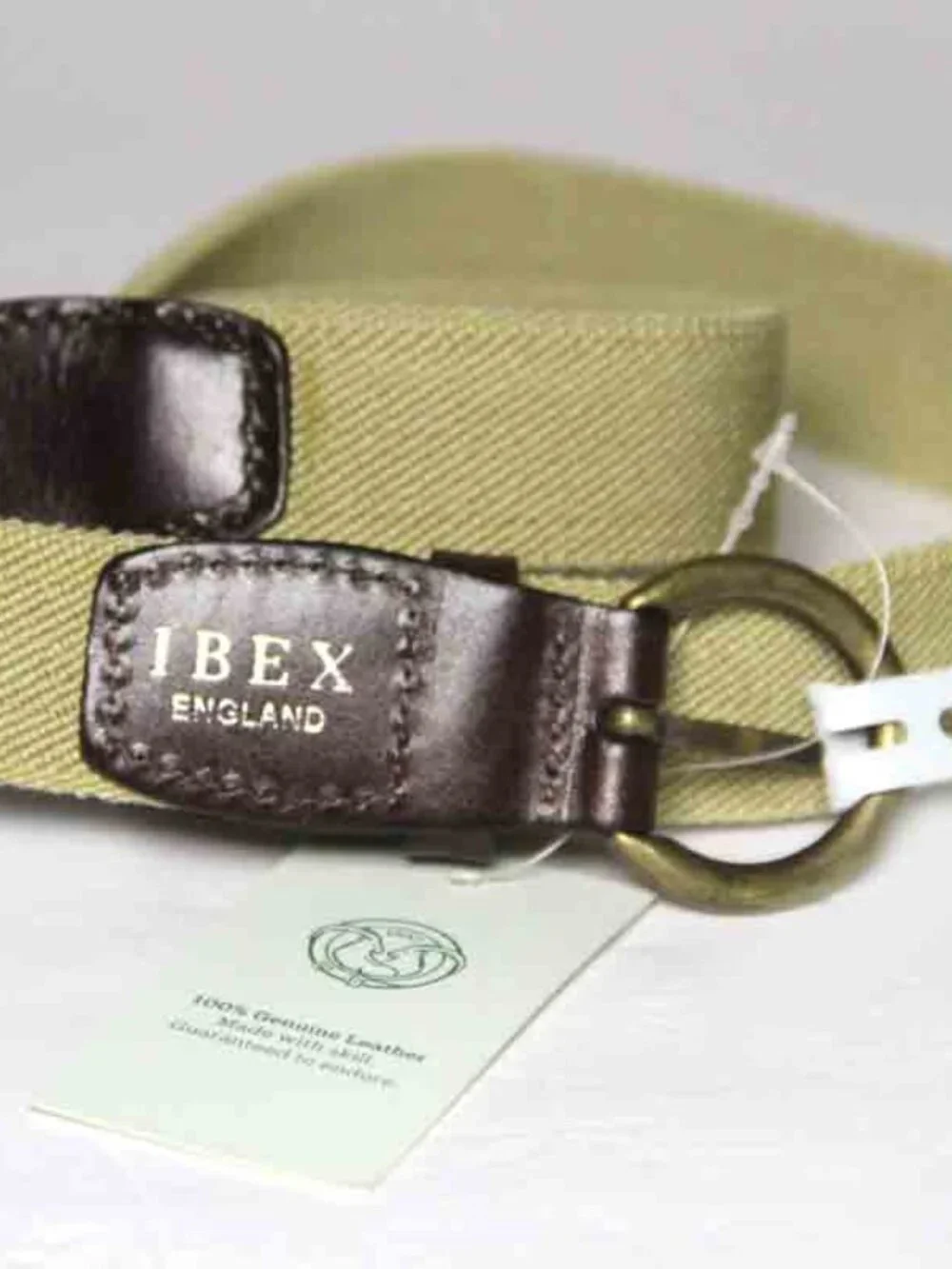 IBEX England Canvas + Leather Belt Tan Brown Men's Stretch Size Large